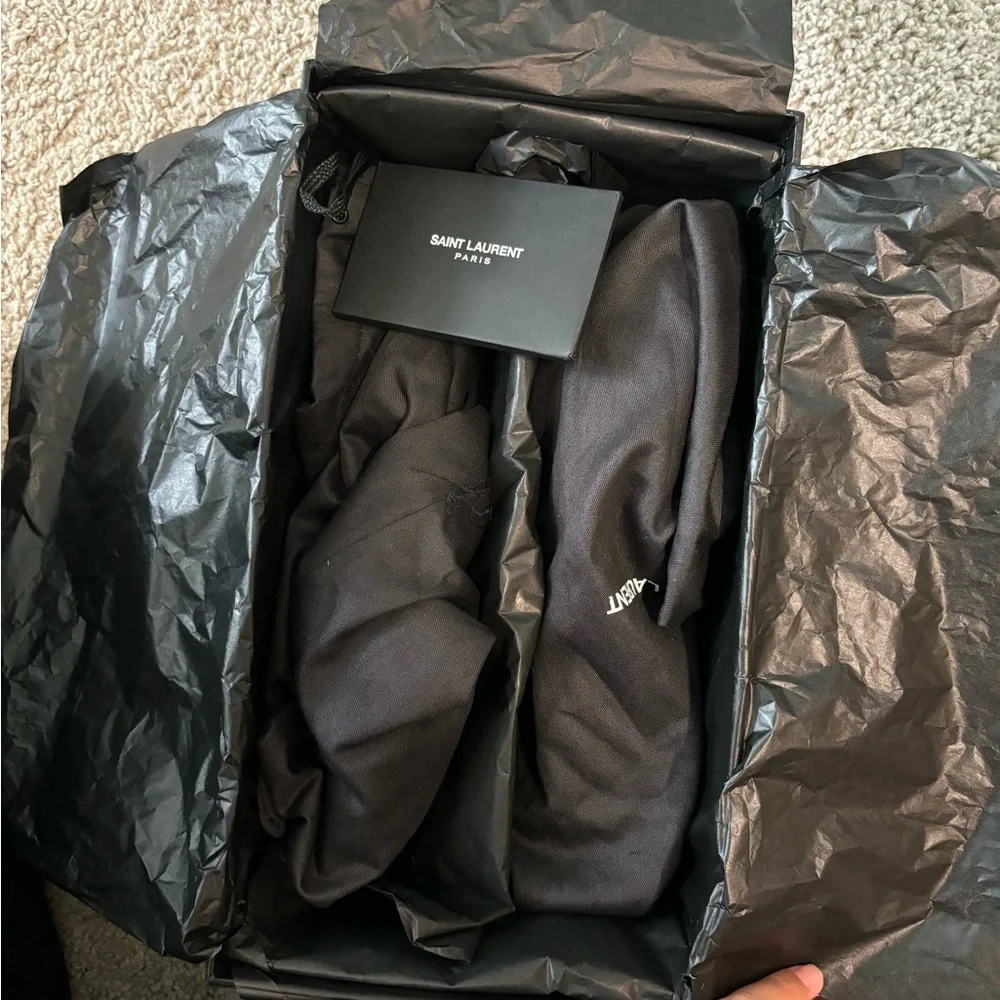 Saint Laurent Black Leather Slide Sandals - Picture 2 of 7